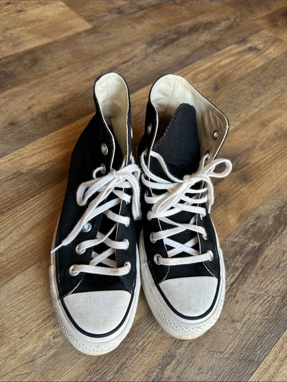 Black High-Top Platform Sneakers - Classic Canvas Lace-Up